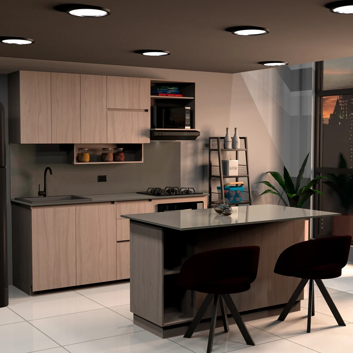 Kit Cocina GEOS 210x60cm + Barra isla 160x90cm | #site_title