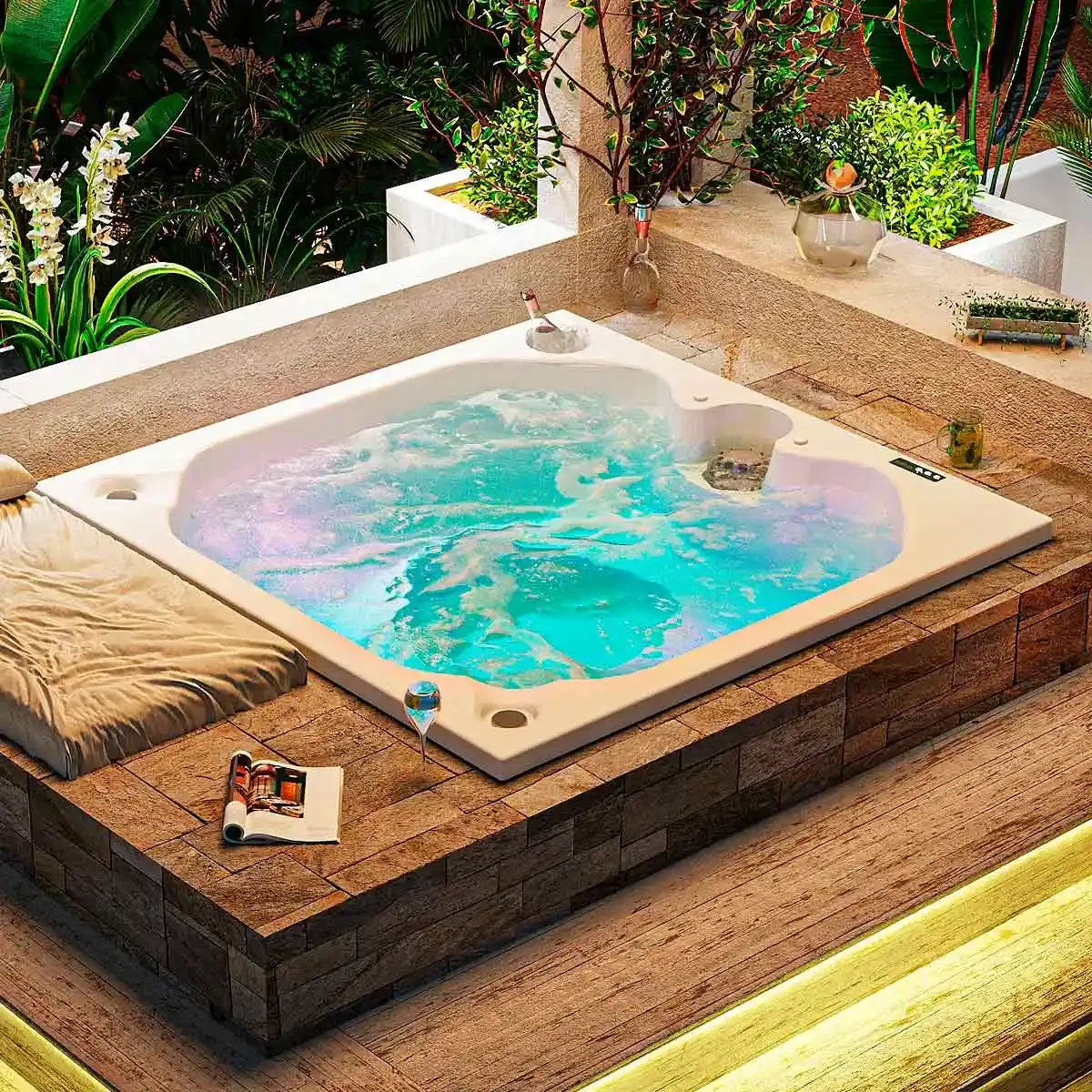 Jacuzzi multipersonal para empotrar de 180x180cm