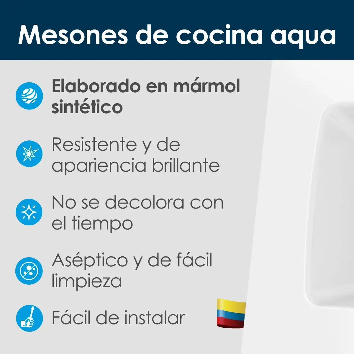 Carrusel-Mesones-Cocina-Aqua Mesón para cocina atributos