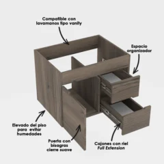 Mueble elevado tizano especificaciones