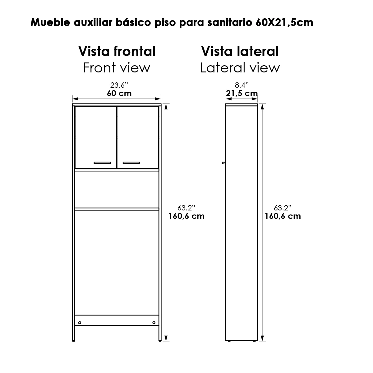 MUEBLE-AUXILIAR-BÁSICO-PISO-PARA-SANITARIO-60X21,5CM-PLANOS Mueble para baño