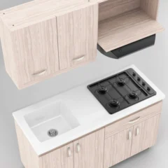 Mesón para cocina con mueble instalado