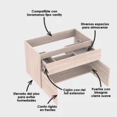 Mueble para lavamanos cinza