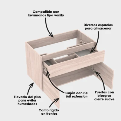 Mueble para lavamanos cinza