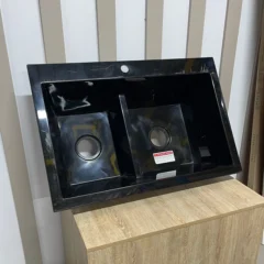 Lavaplatos de sobreponer negro brillante