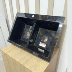 Lavaplatos de sobreponer negro brillante