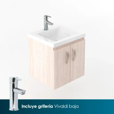 COMBO LAVAMANOS SIENA + MUEBLE BÁSICO ELEVADO 48X43cm + GRIFERÍA